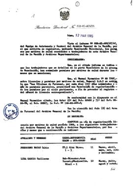 Resolución Directoral N° 28-85-AGN/OA