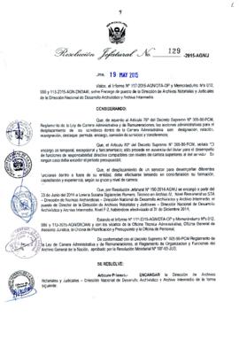 Resolución Jefatural N° 129-2015-AGN/J