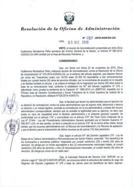 Resolución de la Oficina de Administración N° 083-2019-AGN/SG-OA