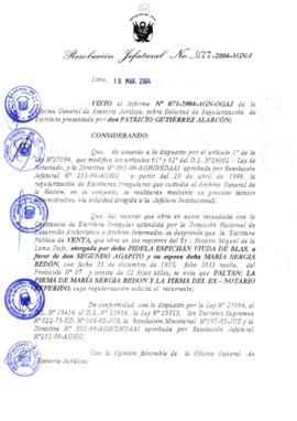Resolución Jefatural N° 077-2004-AGN/J
