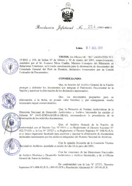 Resolución Jefatural N° 254-2001/AGN/J