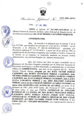 Resolución Jefatural N° 197-2003-AGN/J