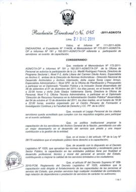 Resolución Directoral N° 095-2011-AGN/OTA