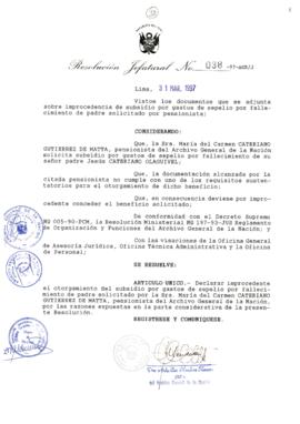 Resolución Jefatural N° 038-1997/AGN/J