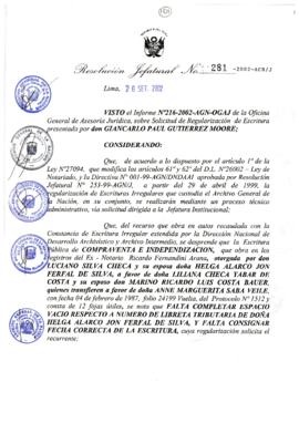 Resolución Jefatural N° 281-2002/AGN/J