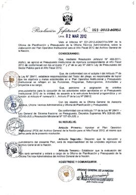Resolución Jefatural N° 069-2012-AGN/J