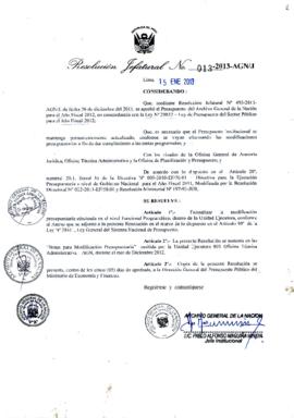 Resolución Jefatural N° 013-2013-AGN/J