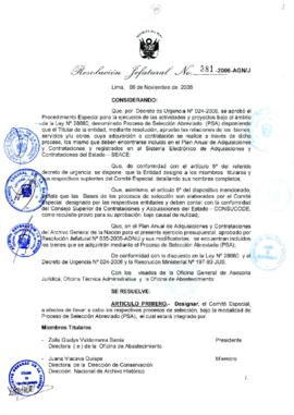 Resolución Jefatural N° 381-2006-AGN/J
