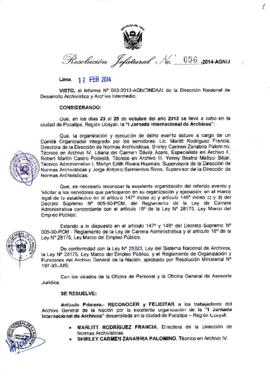 Resolución Jefatural N° 056-2014-AGN/J