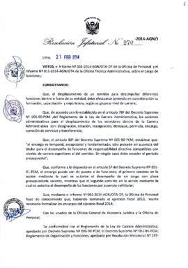 Resolución Jefatural N° 070-2014-AGN/J