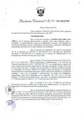 Resolución Directoral N° 001-2012-AGN/OTA