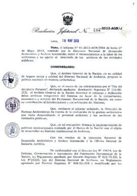 Resolución Jefatural N° 212-2013-AGN/J