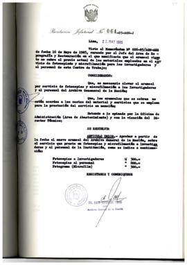 Resolución Jefatural N° 064-1985/AGN/J
