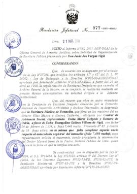 Resolución Jefatural N°077-2001/AGN/J