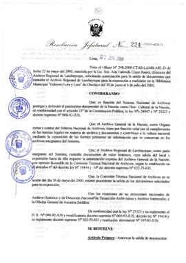 Resolución Jefatural N° 224-2000/AGN/J