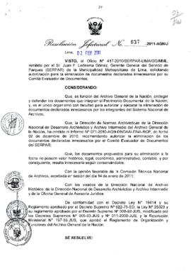 Resolución Jefatural N° 037-2011-AGN/J