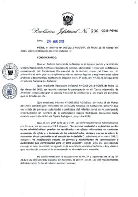 Resolución Jefatural N° 136-2013-AGN/J