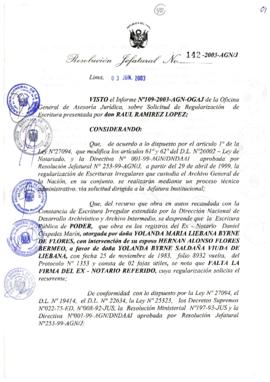 Resolución Jefatural N° 142-2003-AGN/J