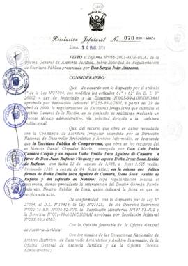 Resolución Jefatural N°070-2001/AGN/J