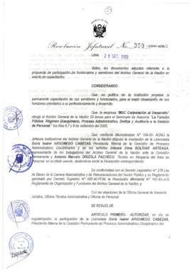Resolución Jefatural N° 359-2000/AGN/J