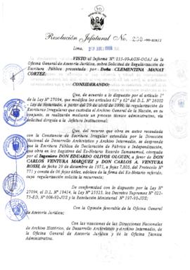 Resolución Jefatural N° 200-1999/AGN/J