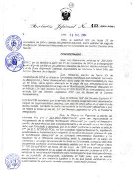 Resolución Jefatural N° 443-2004-AGN/J