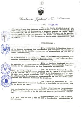 Resolución Jefatural N° 053-1997/AGN/J