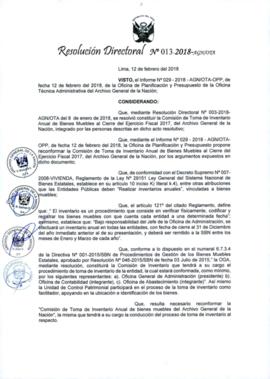 Resolución Directoral N° 013-2018-AGN/OTA