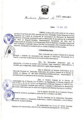 Resolución Jefatural N° 065-2003-AGN/J