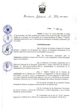 Resolución Jefatural N° 164-2001/AGN/J