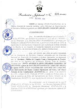 Resolución Jefatural N° 339-1999/AGN/J