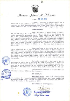 Resolución Jefatural N° 082-1995/AGN/J