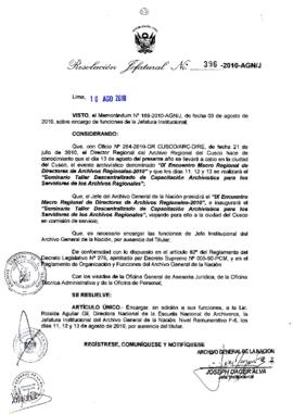 Resolución Jefatural N° 396-2010-AGN/J
