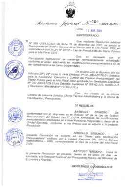 Resolución Jefatural N° 362-2004-AGN/J