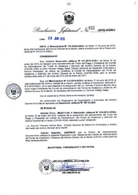 Resolución Jefatural N° 122-2016-AGN/J