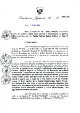 Resolución Jefatural N° 478-2009-AGN/J