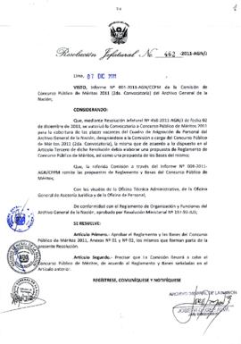 Resolución Jefatural N° 462-2011-AGN/J