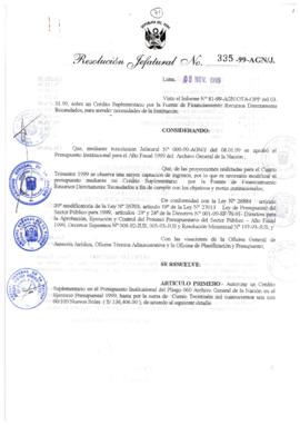 Resolución Jefatural N° 335-1999/AGN/J