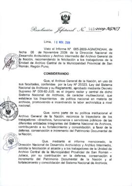 Resolución Jefatural N° 545-2009-AGN/J