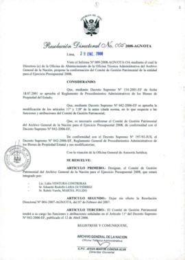 Resolución Directoral N° 005-2008-AGN/OTA