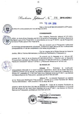 Resolución Jefatural N° 106-2016-AGN/J