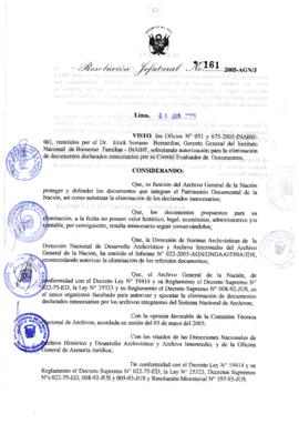 Resolución Jefatural N° 161-2005-AGN/J