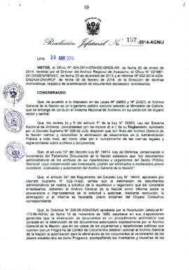 Resolución Jefatural N° 157-2014-AGN/J