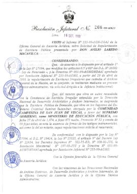 Resolución Jefatural N° 266-1999/AGN/J