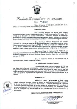 Resolución Directoral N° 010-2017-AGN/OTA