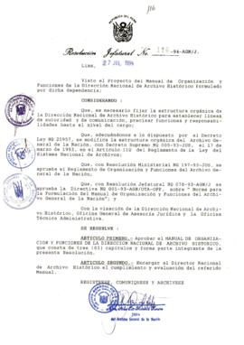 Resolución Jefatural N° 116-1994/AGN/J