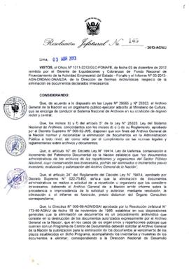 Resolución Jefatural N° 145-2013-AGN/J