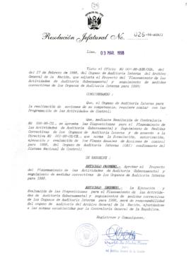 Resolución Jefatural N° 025-1998/AGN/J