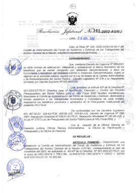 Resolución Jefatural N° 341-2002/AGN/J