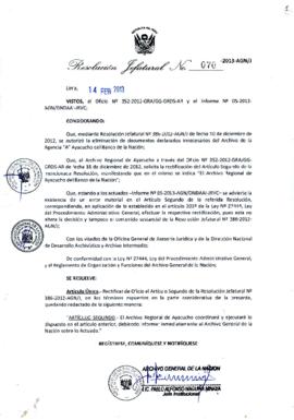 Resolución Jefatural N° 070-2013-AGN/J